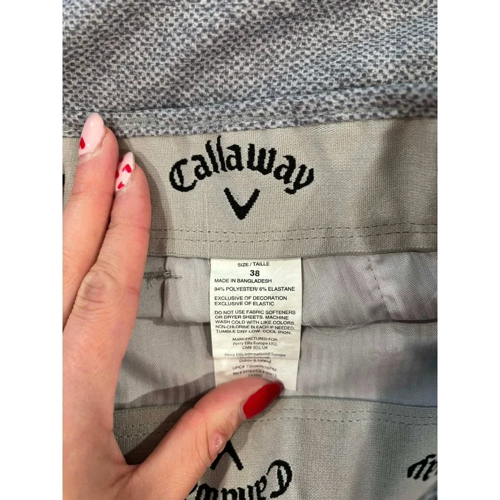 Callaway Golf Shorts Mens 38 Grey Micro‎ Pattern Stretch Performance Flat Front